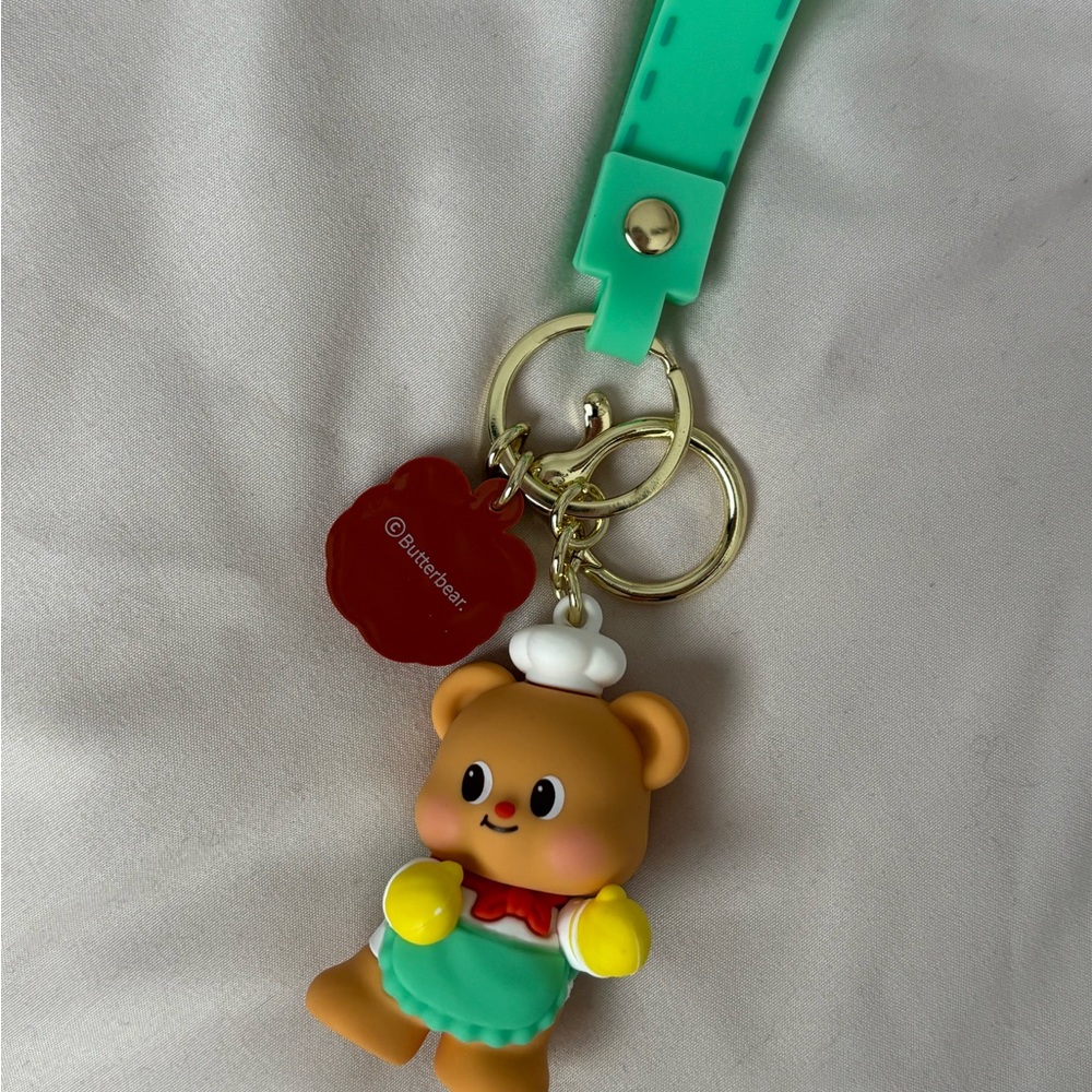 Cute Butter Bear Chef Keychain with Strap